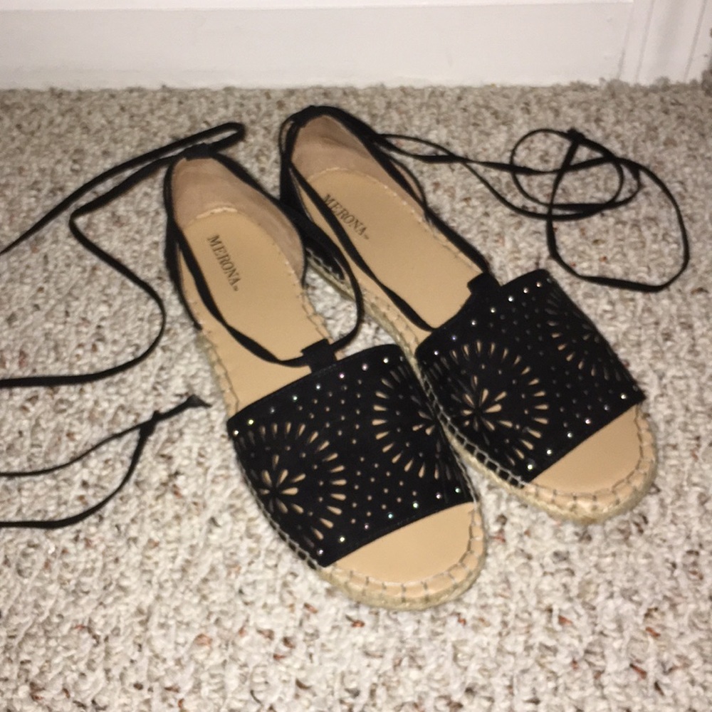Black lace up sandals